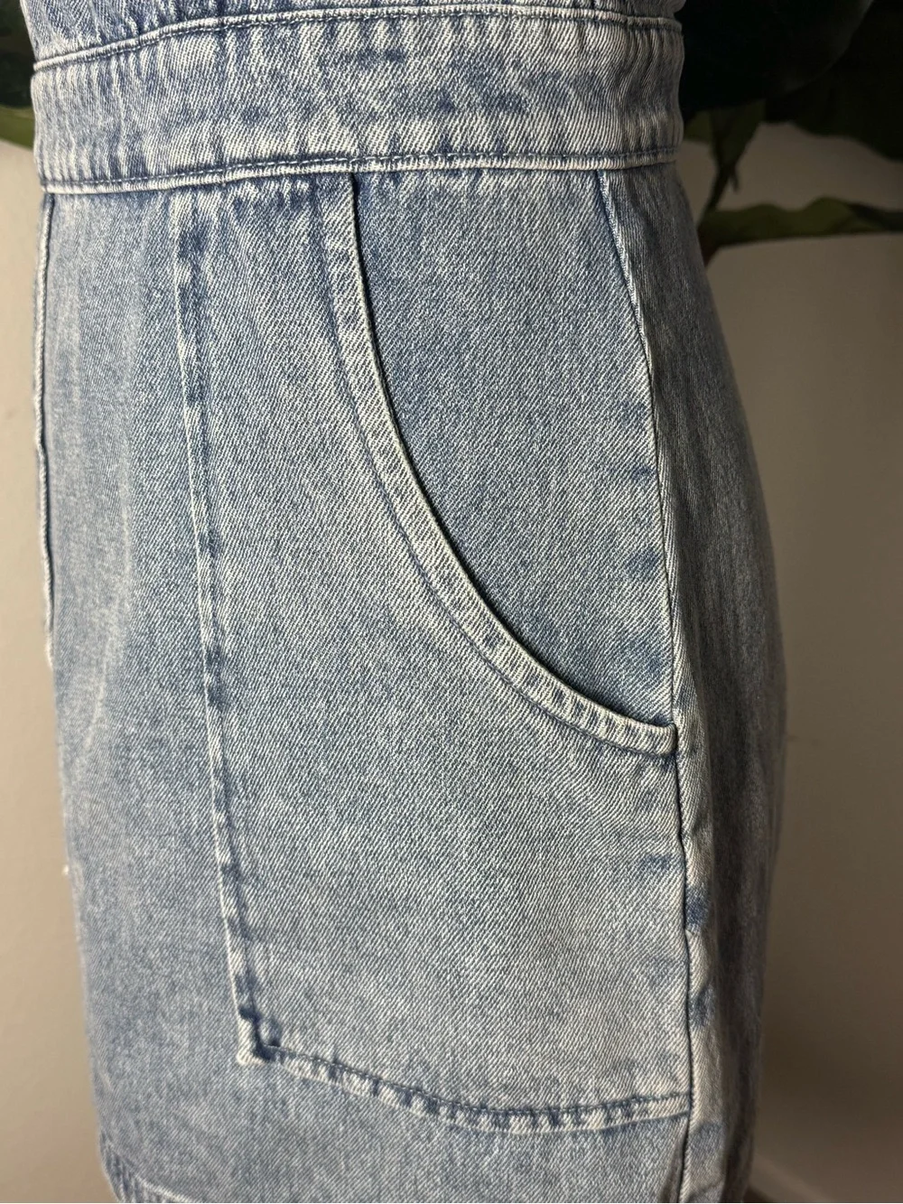 Amanda Uprichard Ace Denim Mini Dress Caspian Wash Blue - Picture 5 of 10